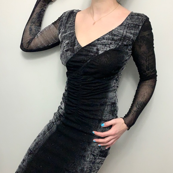 Deadstock Vintage Mesh Glitter Bodycon Dress | M - Picture 4 of 4